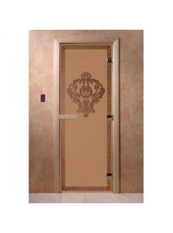 Дверь для бани "Версаче" стекло бронза матовая коробка ольха 70х190см
