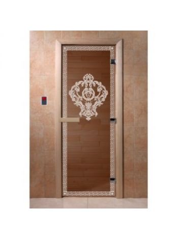 Дверь для бани "Версаче" стекло бронза прозрачное коробка ольха 70х190см