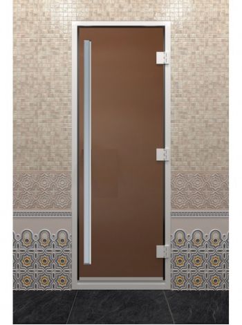 Дверь в хамама Престиж 70х190 см бронза прозрачная коробка алюминий